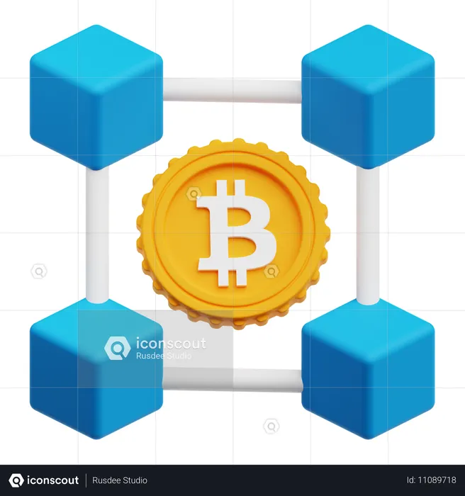 Bitcoin Blockchain  3D Icon