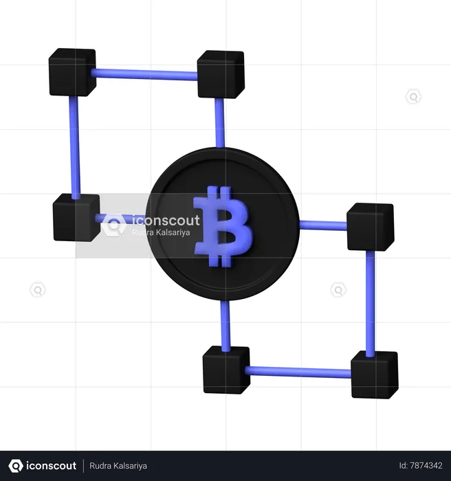 Bitcoin Blockchain  3D Icon