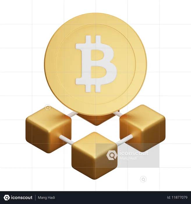 Bitcoin Blockchain  3D Icon