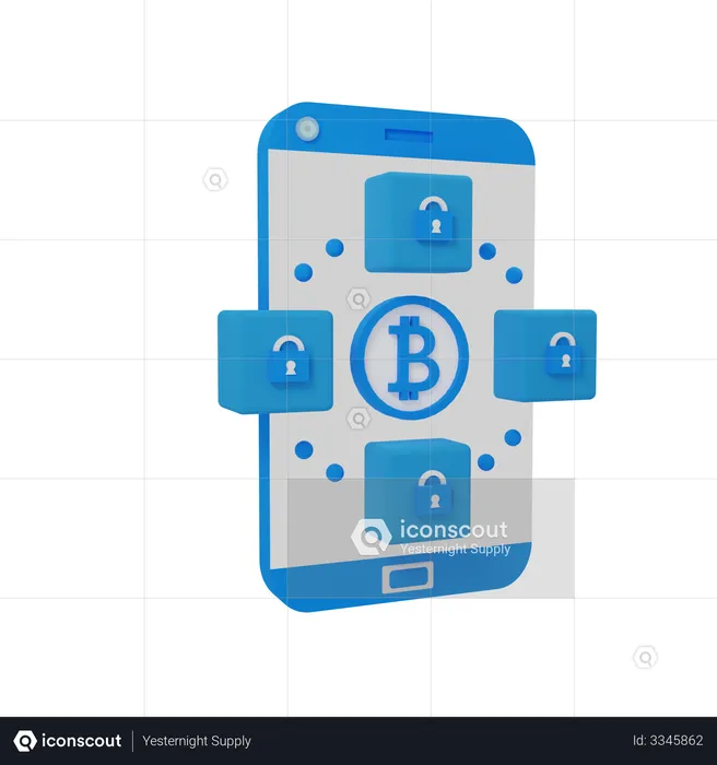 Bitcoin Blockchain  3D Illustration