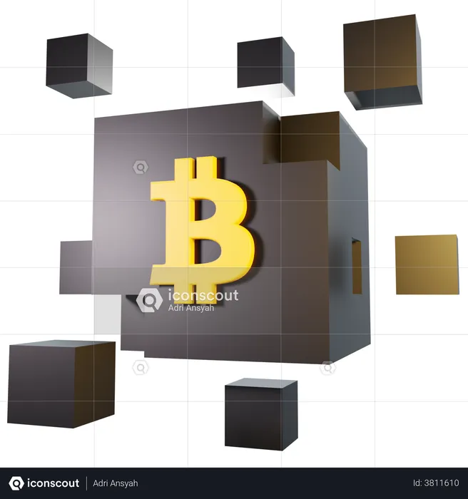 Blockchain de bitcoins  3D Illustration