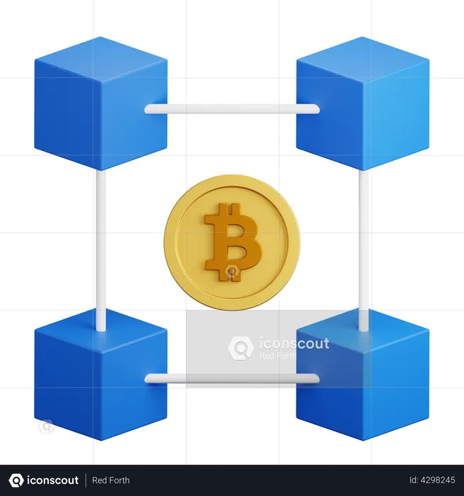 Bitcoin Blockchain  3D Illustration