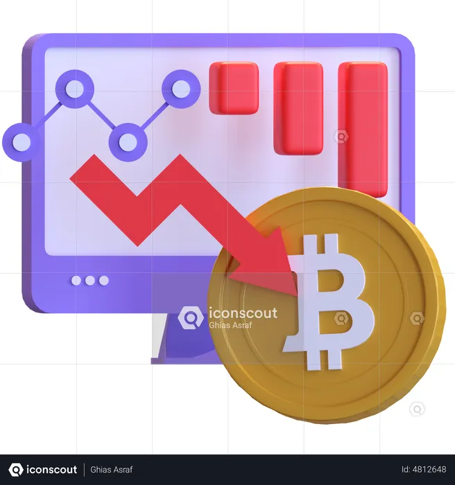 Bitcoin-Börsenabsturz  3D Illustration