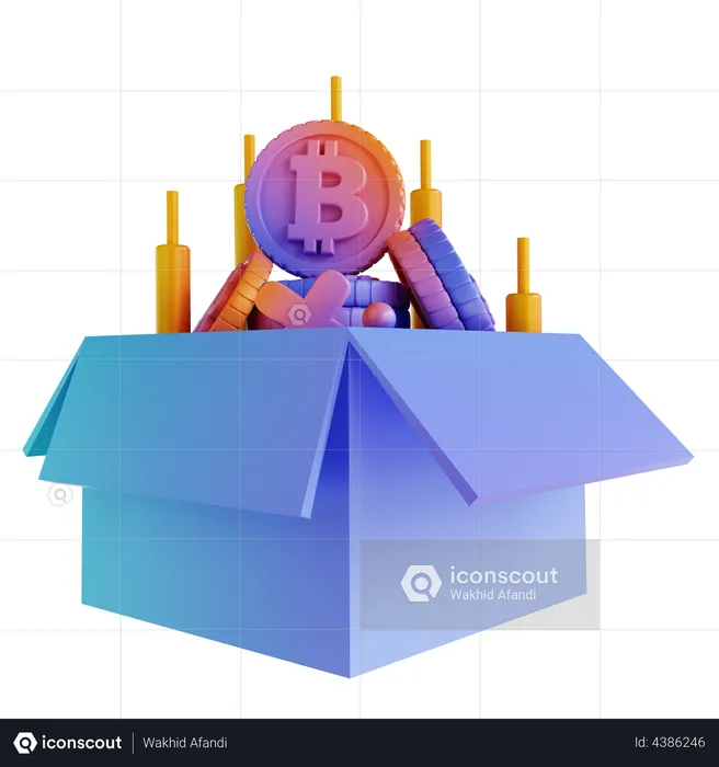 Bitcoin box  3D Illustration
