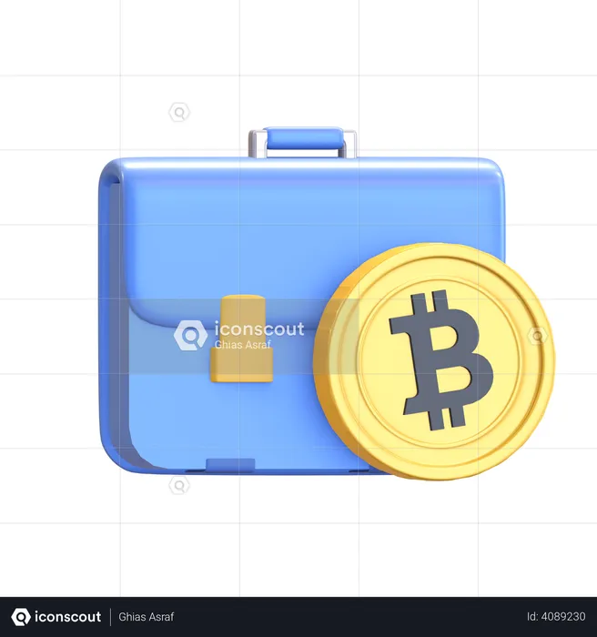 Bitcoin Briefcase  3D Illustration