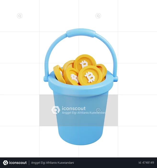 Bitcoin Bucket  3D Illustration