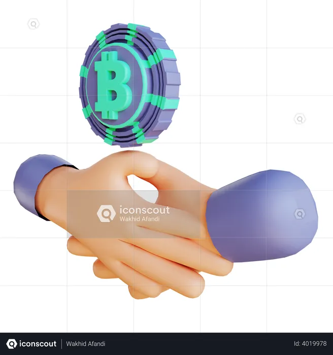 Bitcoin-Geschäftspartnerschaft  3D Illustration
