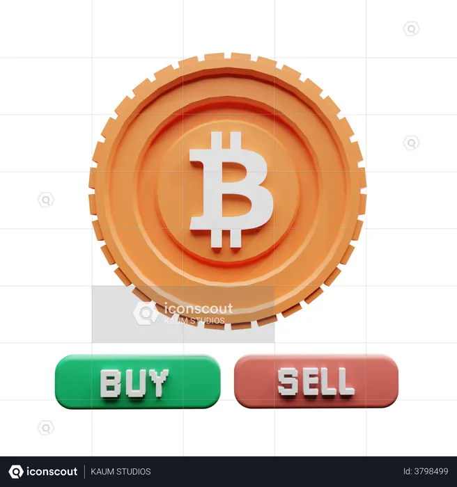 Bitcoin Buy and Sell  3D Illustration