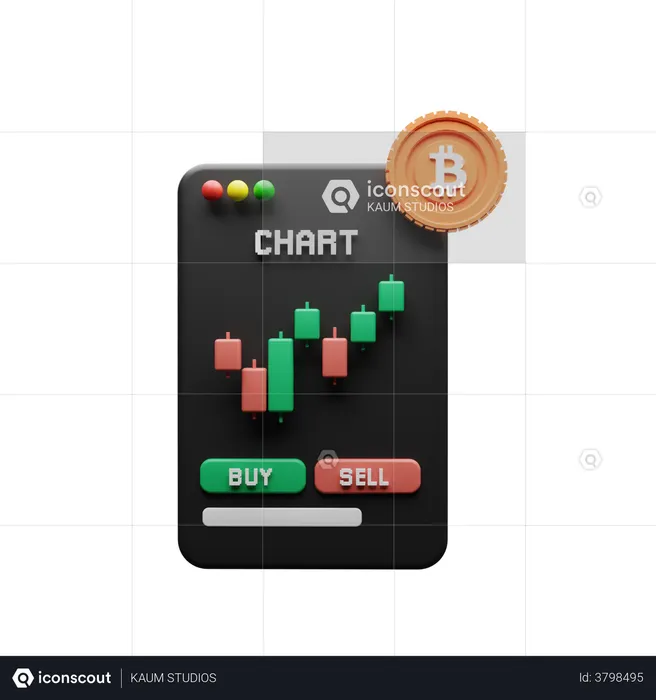 Bitcoin Buy and Sell Chart  3D Illustration