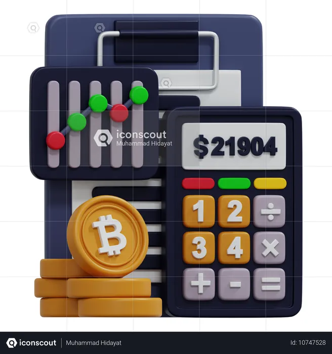 Bitcoin calculation  3D Icon