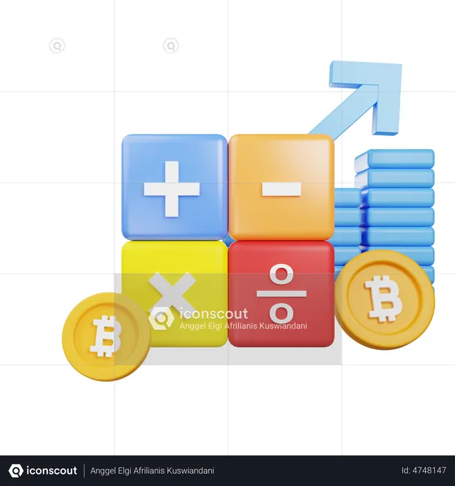 Bitcoin Calculation  3D Illustration