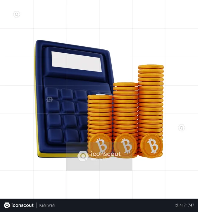 Bitcoin calculator  3D Illustration