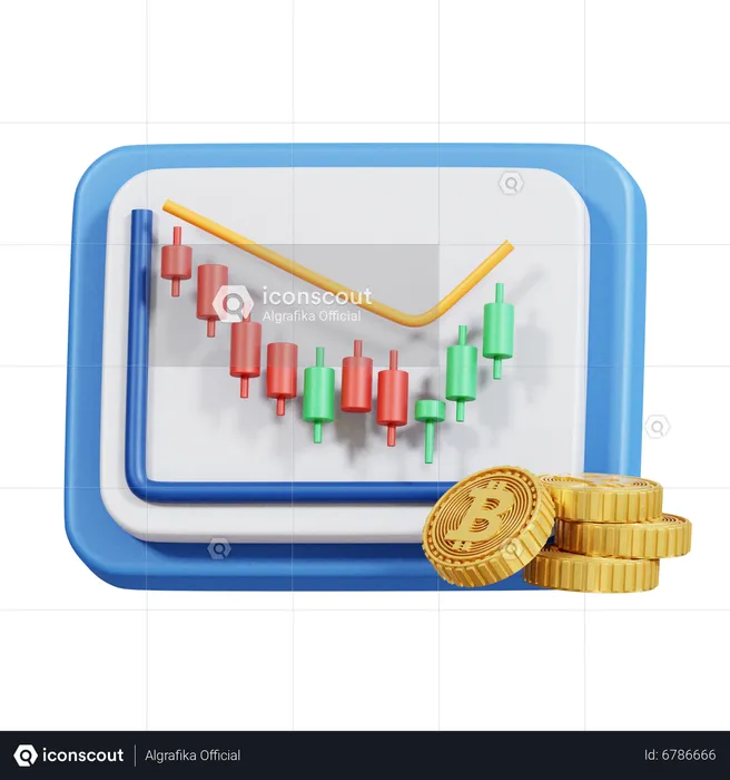 Bitcoin Candlestick  3D Icon