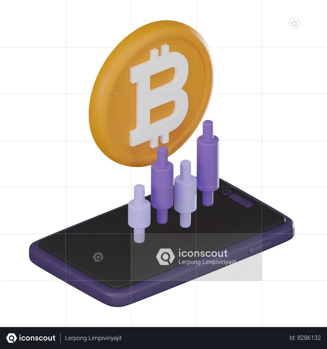 Bitcoin Candlestick  3D Icon