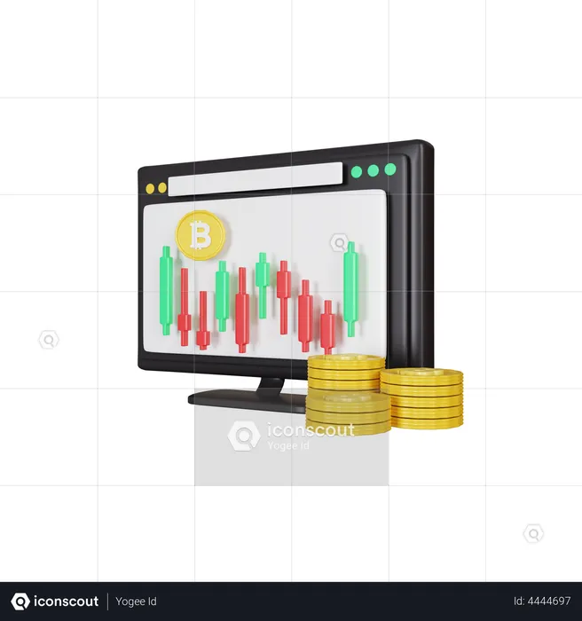 Bitcoin Candlestick Chart  3D Illustration