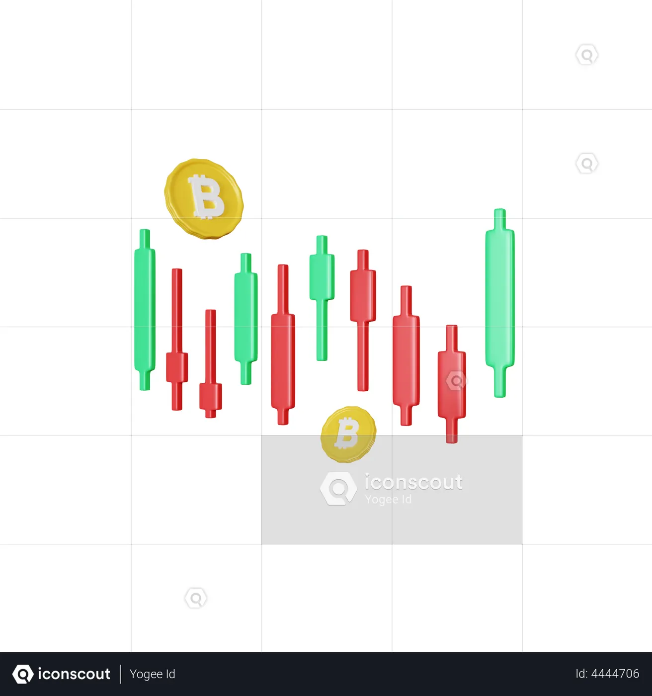 Bitcoin Candlestick Chart 3D Illustration download in PNG, OBJ or Blend