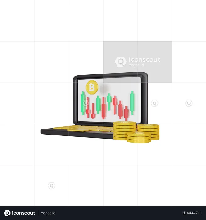Bitcoin Candlestick Chart  3D Illustration