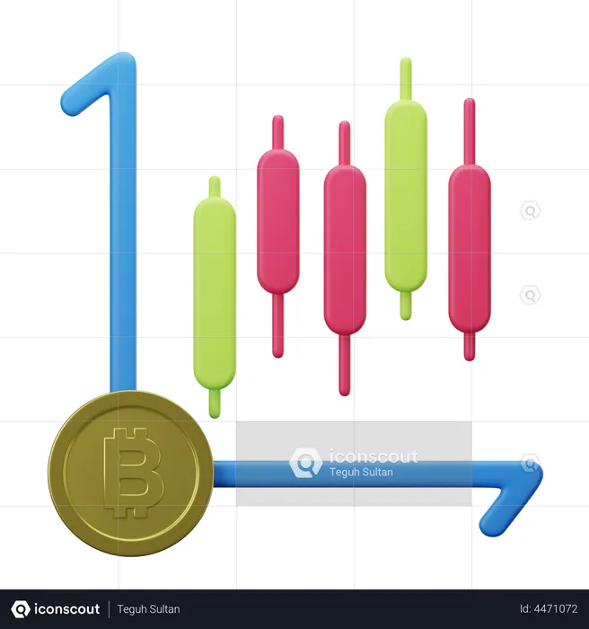 Bitcoin Candlestick graph  3D Illustration