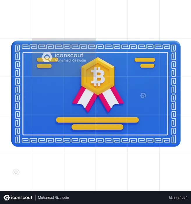 Bitcoin Certificate  3D Icon
