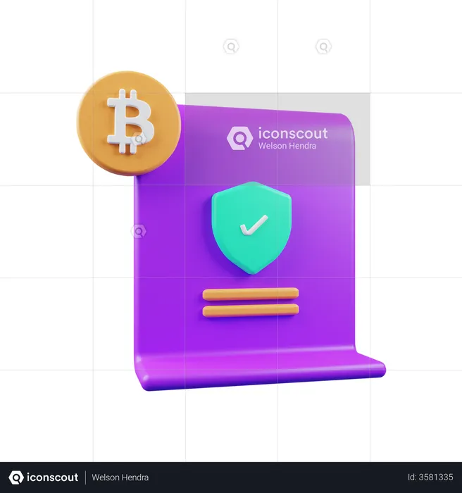 Bitcoin Certificate  3D Illustration