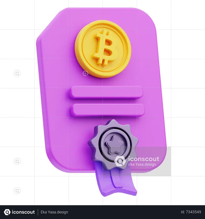 Bitcoin Certificate  3D Icon