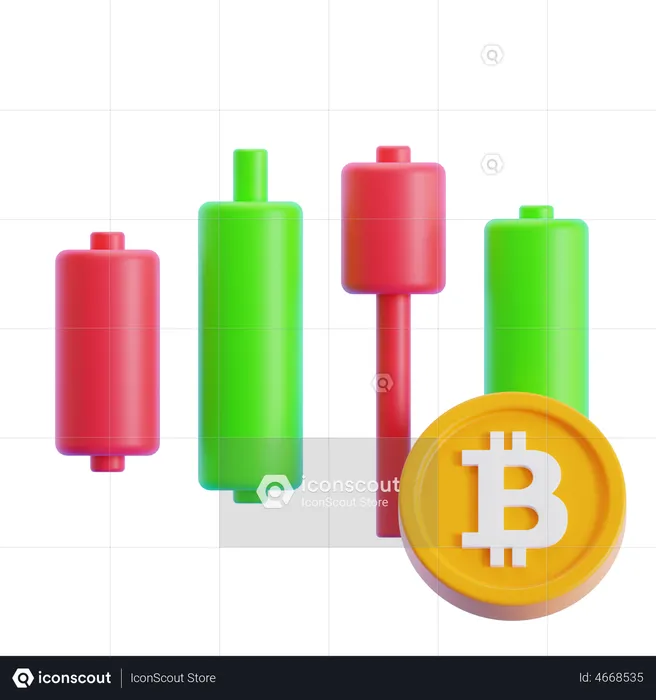 Graphique en chandelier Bitcoin  3D Icon