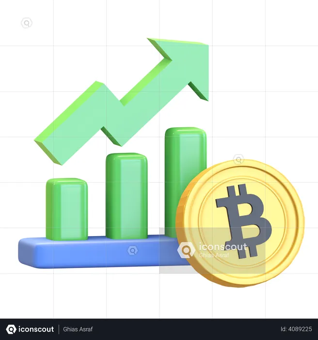 Bitcoin Chart Bullish  3D Illustration