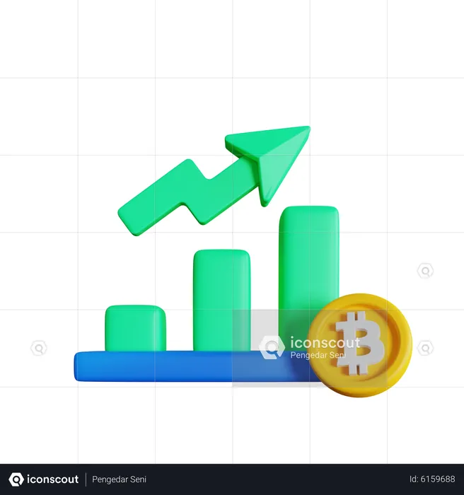 Bitcoin Chart Bullish  3D Icon