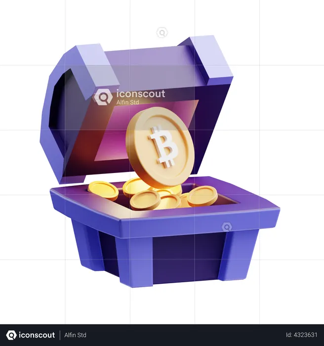 Bitcoin Chest  3D Illustration