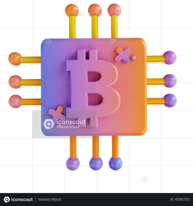Bitcoin chip  3D Illustration