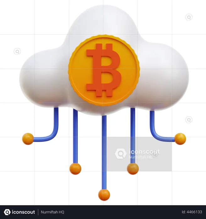 Nuage de bitcoins  3D Illustration