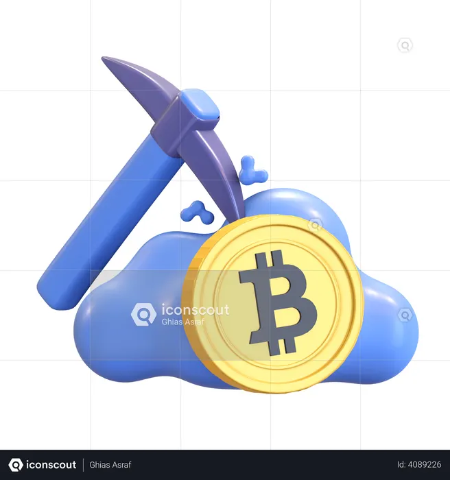 Bitcoin Cloud Mining  3D Illustration