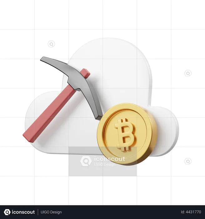 Bitcoin Cloud Mining  3D Illustration