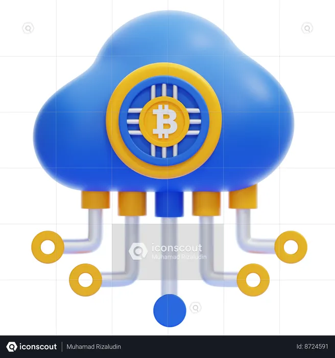 Bitcoin Cloud Network  3D Icon
