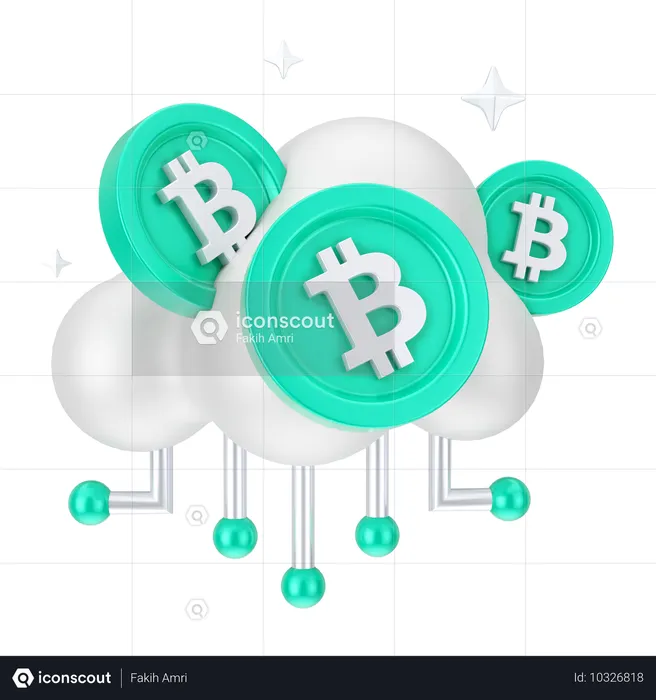 Bitcoin Cloud Network  3D Icon