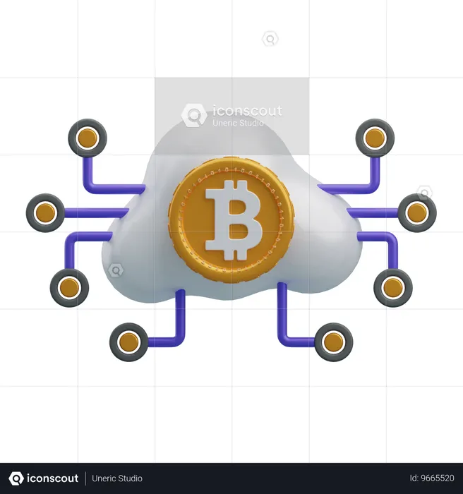 Bitcoin-Cloud-Netzwerk  3D Icon