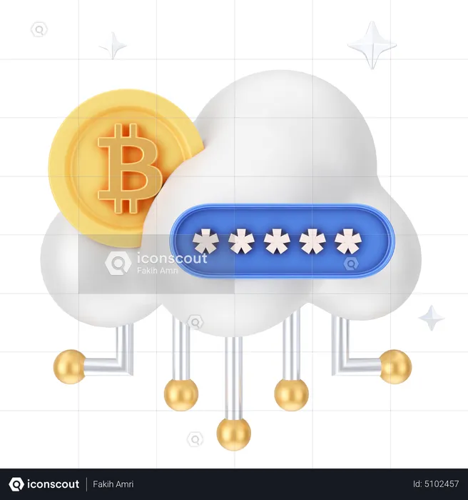 Bitcoin Cloud Password  3D Icon