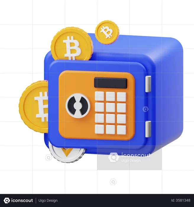 Cofre de bitcoin  3D Illustration