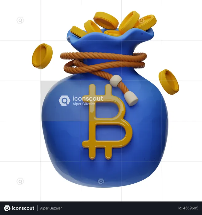 Bitcoin Coin Bag  3D Illustration