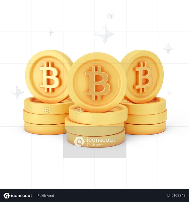 Bitcoin Coins  3D Icon