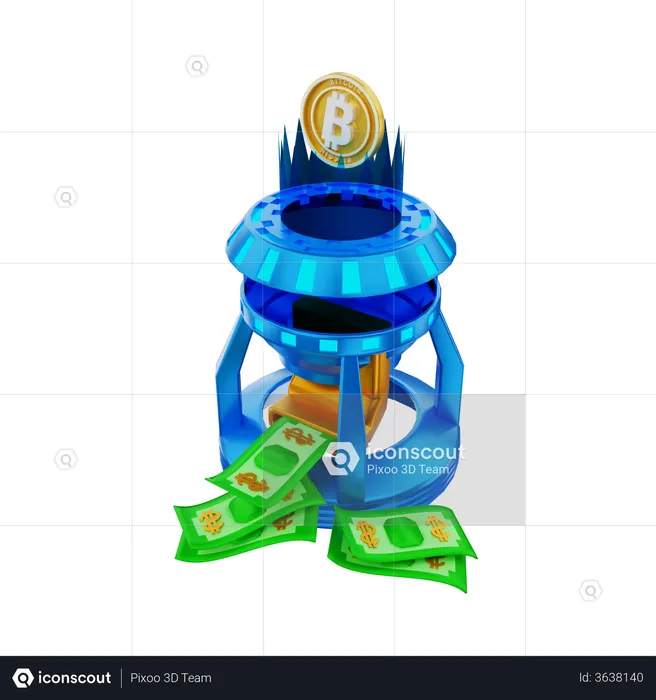 Bitcoin Conversion Machine  3D Illustration