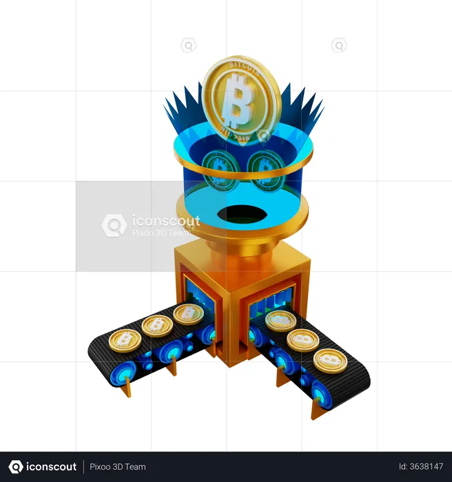Bitcoin Conveyor  3D Illustration
