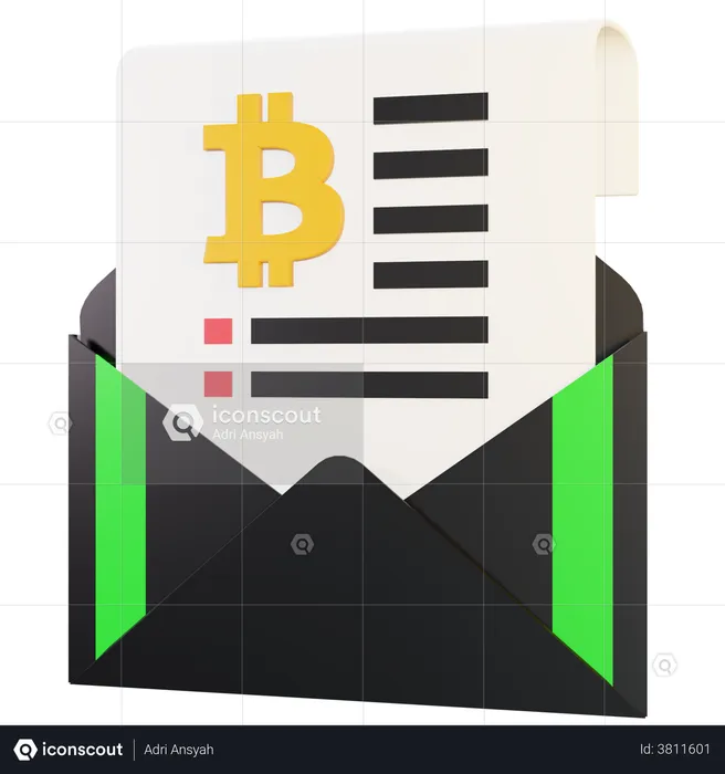 Correo electrónico bitcoin  3D Illustration