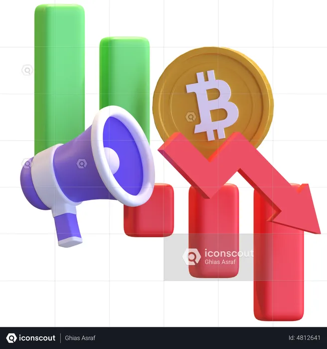 Bitcoin Crash Announcement  3D Illustration