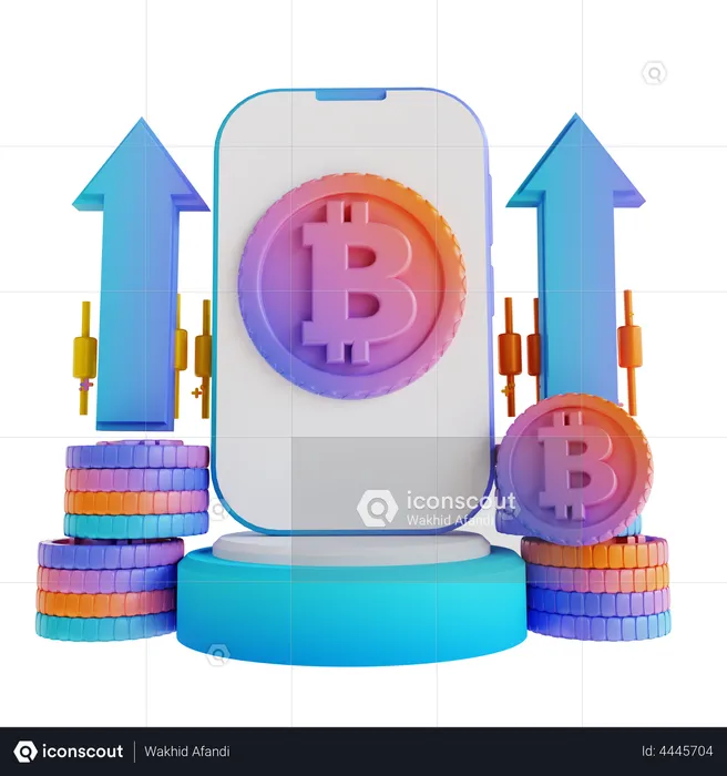 Croissance des bitcoins  3D Illustration