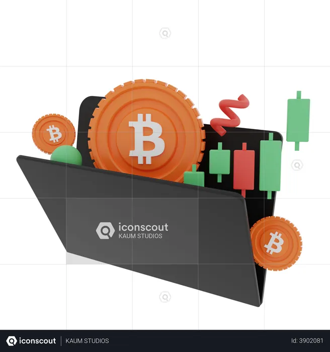 Bitcoin Crypto Folder  3D Illustration