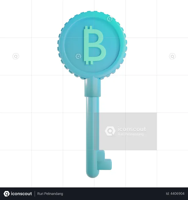 Bitcoin cryptography key  3D Icon