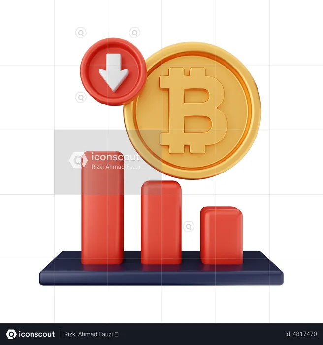 Bitcoin Decrease  3D Icon
