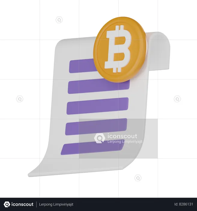 Bitcoin Document  3D Icon