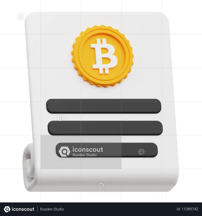 Bitcoin Document  3D Icon